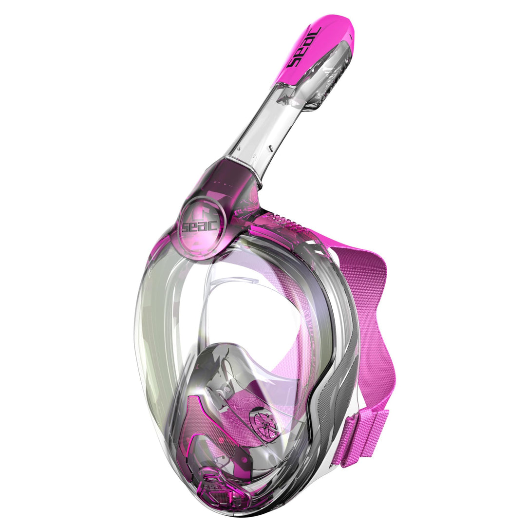 Seac Magica, Maschera Snorkeling Full Face Integrale Anti Appannamento Con Morbido Facciale rosa Jun