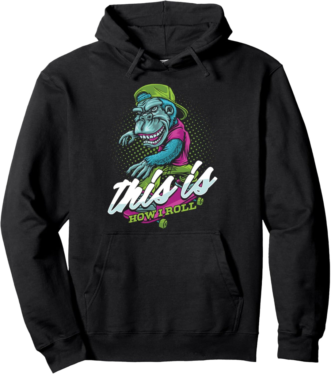 Affe Gorilla Skater Skate Skaten Cool Retro Sport Geschenk Pullover Hoodie
