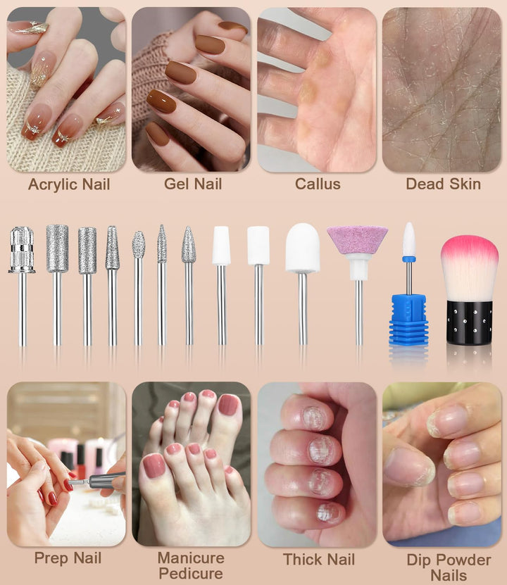 45000RPM Elektrisch Nagelfräser Professionelle, Fräser für Gelnägel, Tragbare Elektrische Nagelfeile