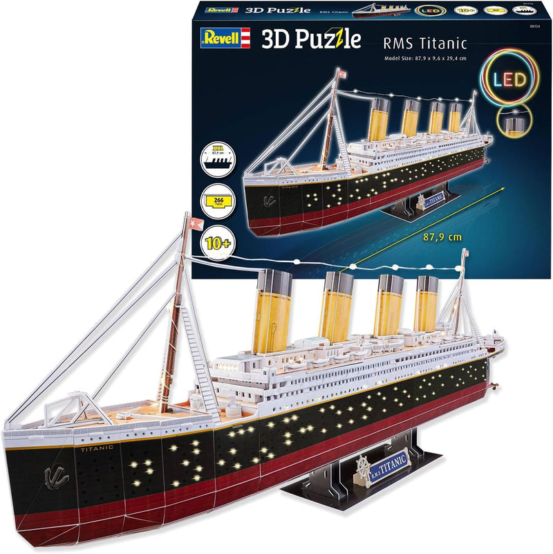 Revell RMS Titanic LED Edition 3D Puzzle | Detailgetreue Nachbildung des legendären Schiffs | Histor