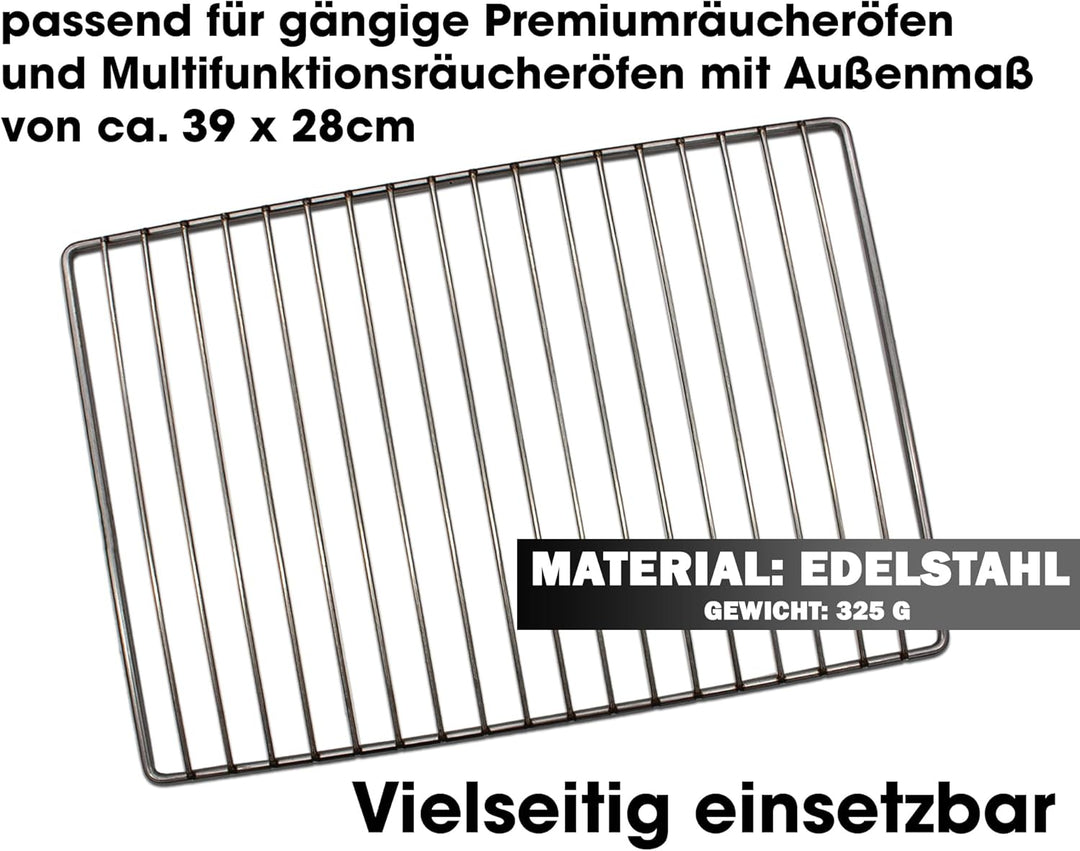 Angel-Berger Premium Räucherrost Flachrost Räucherzubehör 34 x 25 cm Edelstahl