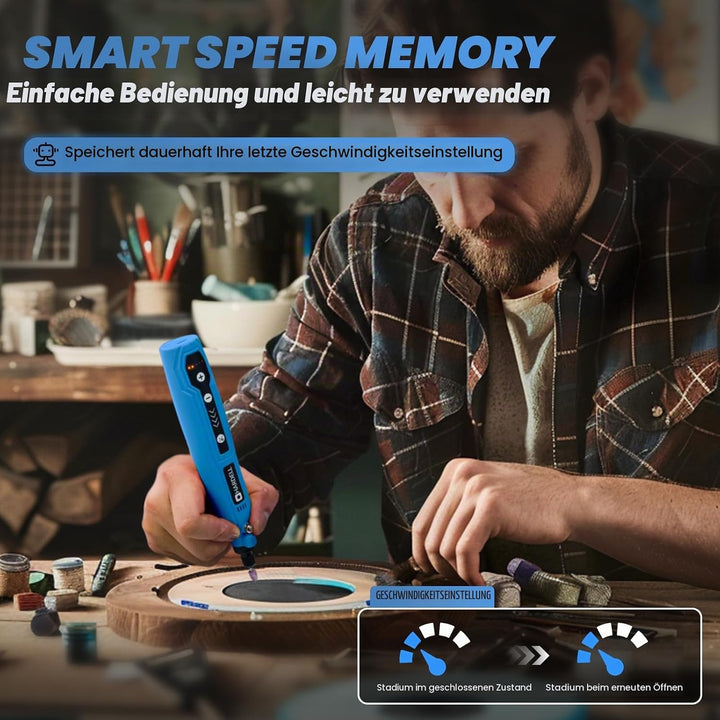HARDELL Mini Akku Rotationswerkzeug mit LED, 5 Geschwindigkeiten (5000-18000 U/min), 3,7V Multifunkt