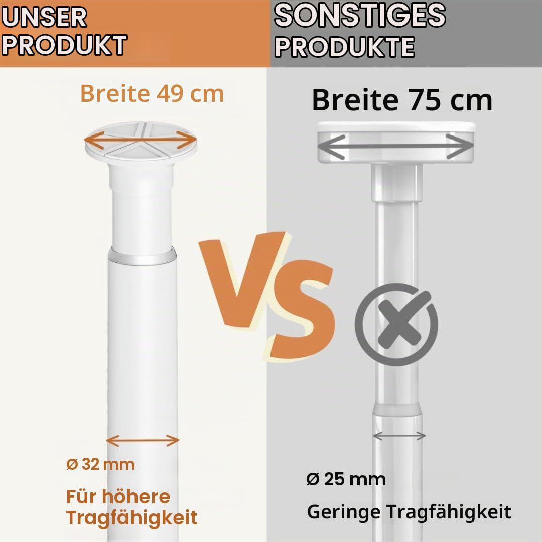 Venwemong Vorhangstange Ohne Bohren Ausziehbare Teleskopstange Verstellbare Duschvorhang-Spannstange