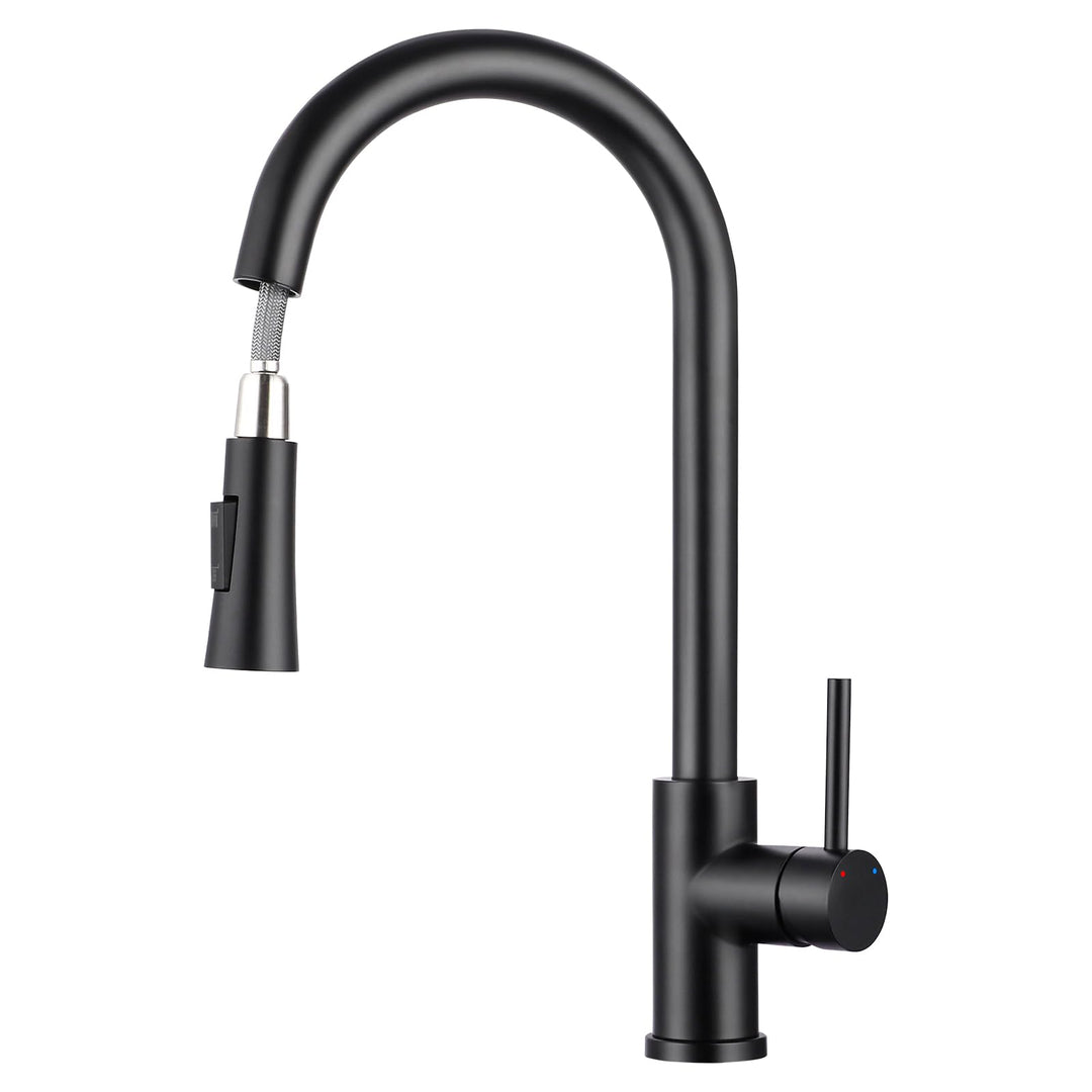 BONADE Wasserhahn Küche Schwarz, 360° Drehbare Küchenarmatur mit Brause Ausziehbar, Hoher Bogen Misc