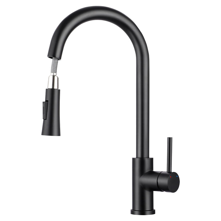 BONADE Wasserhahn Küche Schwarz, 360° Drehbare Küchenarmatur mit Brause Ausziehbar, Hoher Bogen Misc