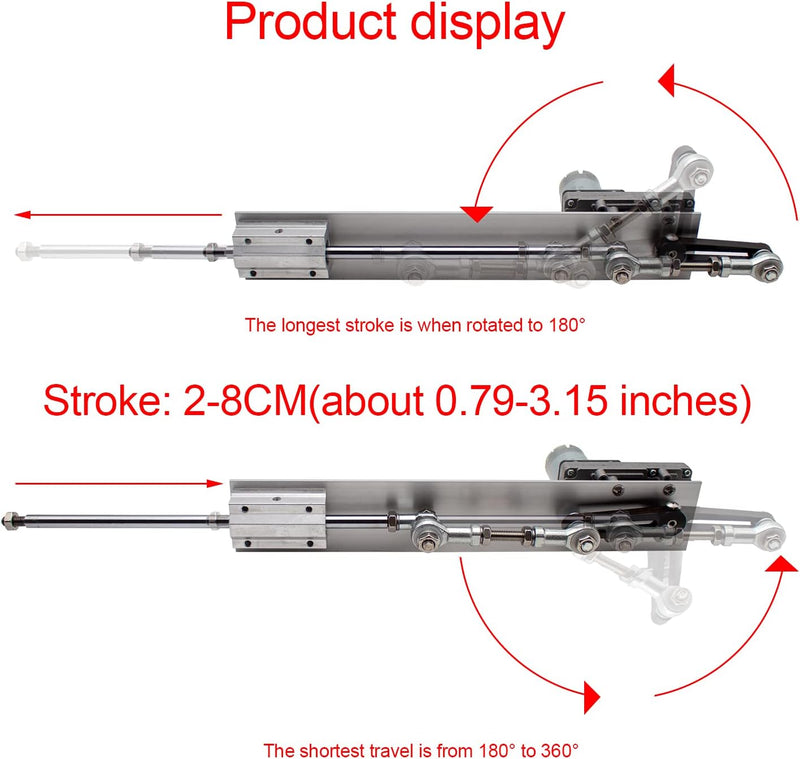 Toplionace Hub 2-8cm Hubzyklus Linearaktuator, DC 12V / 24V Getriebe Einstellbarer Teleskopmotor DIY
