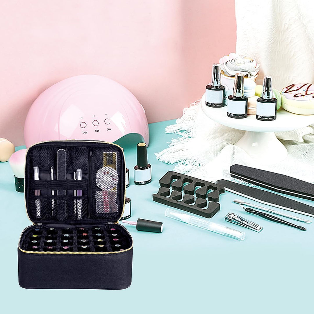 Nagellack Aufbewahrung Tasche Doppelschicht Nagellack Organizer Lagerung 30 Flaschen (15 ml / 0,5 FL