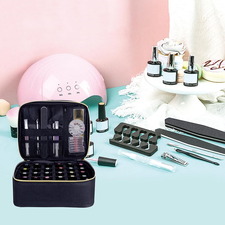 Nagellack Aufbewahrung Tasche Doppelschicht Nagellack Organizer Lagerung 30 Flaschen (15 ml / 0,5 FL