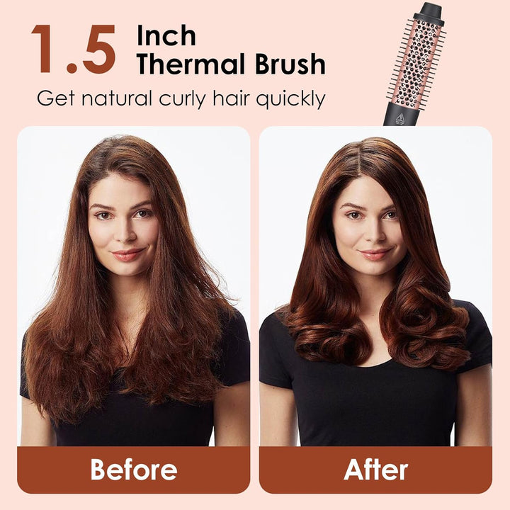 Thermal Brush, 3 IN 1 Lockenbürste Wärmebürste, 38 mm Volumen Haar Kamm, Verwendet als Kamm, Glättei