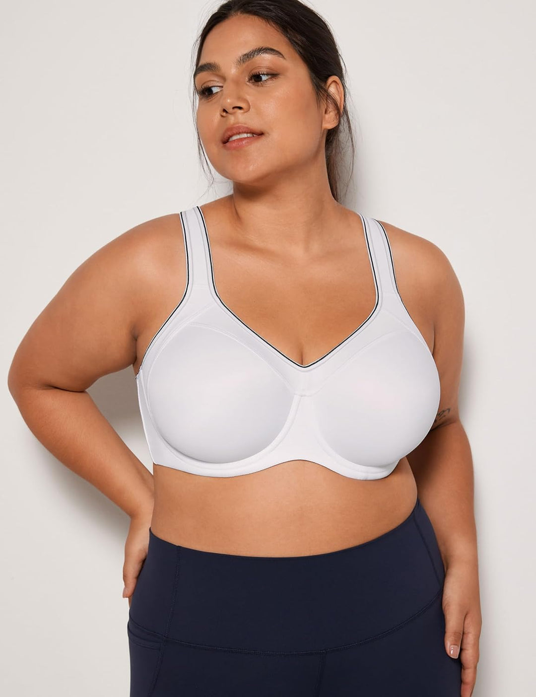 SYROKAN Damen Sport BH Starker Halt- Bügel Push Up Ringerrücken Gepolstert Fitness BH 70B Weiss, 70B