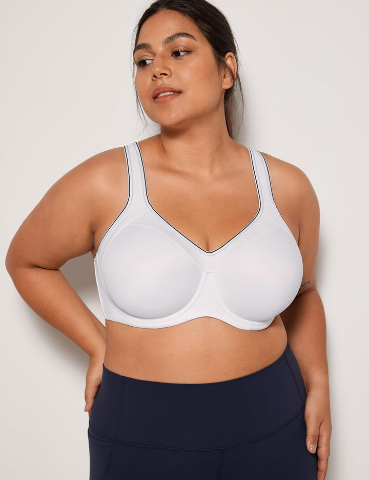 SYROKAN Damen Sport BH Starker Halt- Bügel Push Up Ringerrücken Gepolstert Fitness BH 70B Weiss, 70B