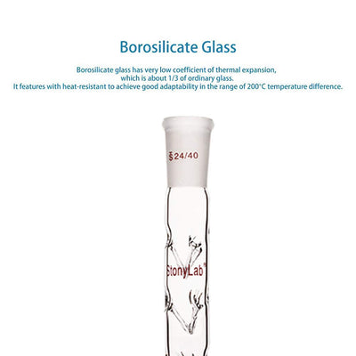 Stonylab Vigreux Destillateur Spalte Kondensator, 24/40 400 mm Länge Borosilikatglas Fraktionierkolo