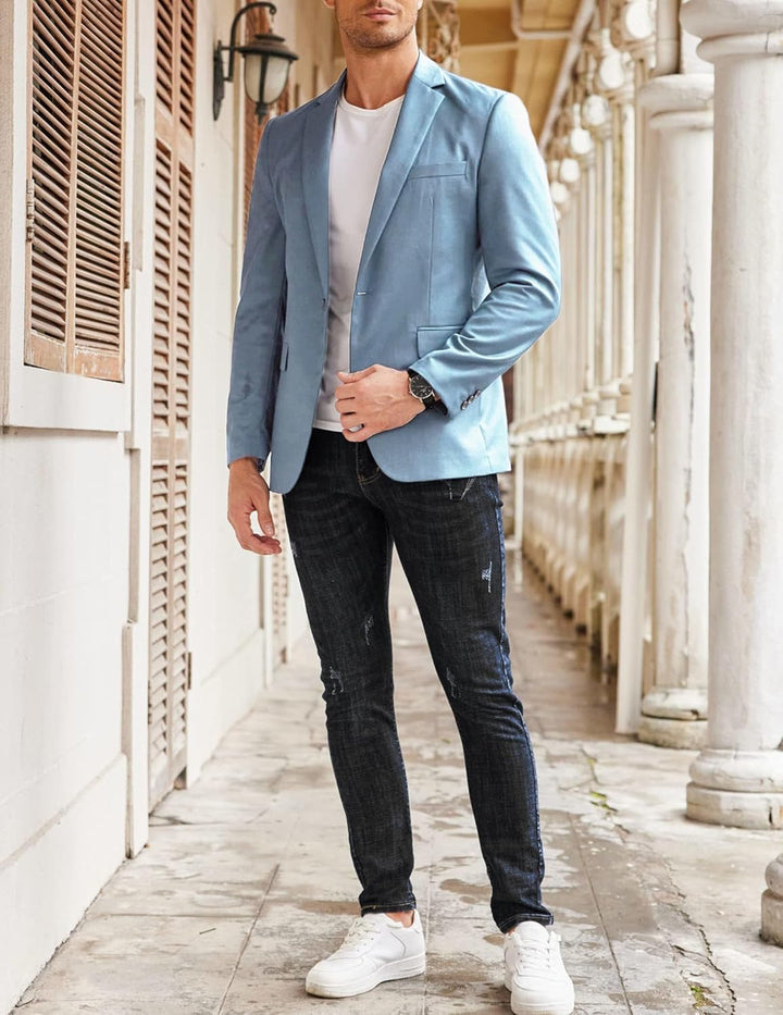 COOFANDY Herren Sportlich Freizeit Blazer Business Sakko Anzugjacke 1 Knöpfe Einfarbig Regular Fit K