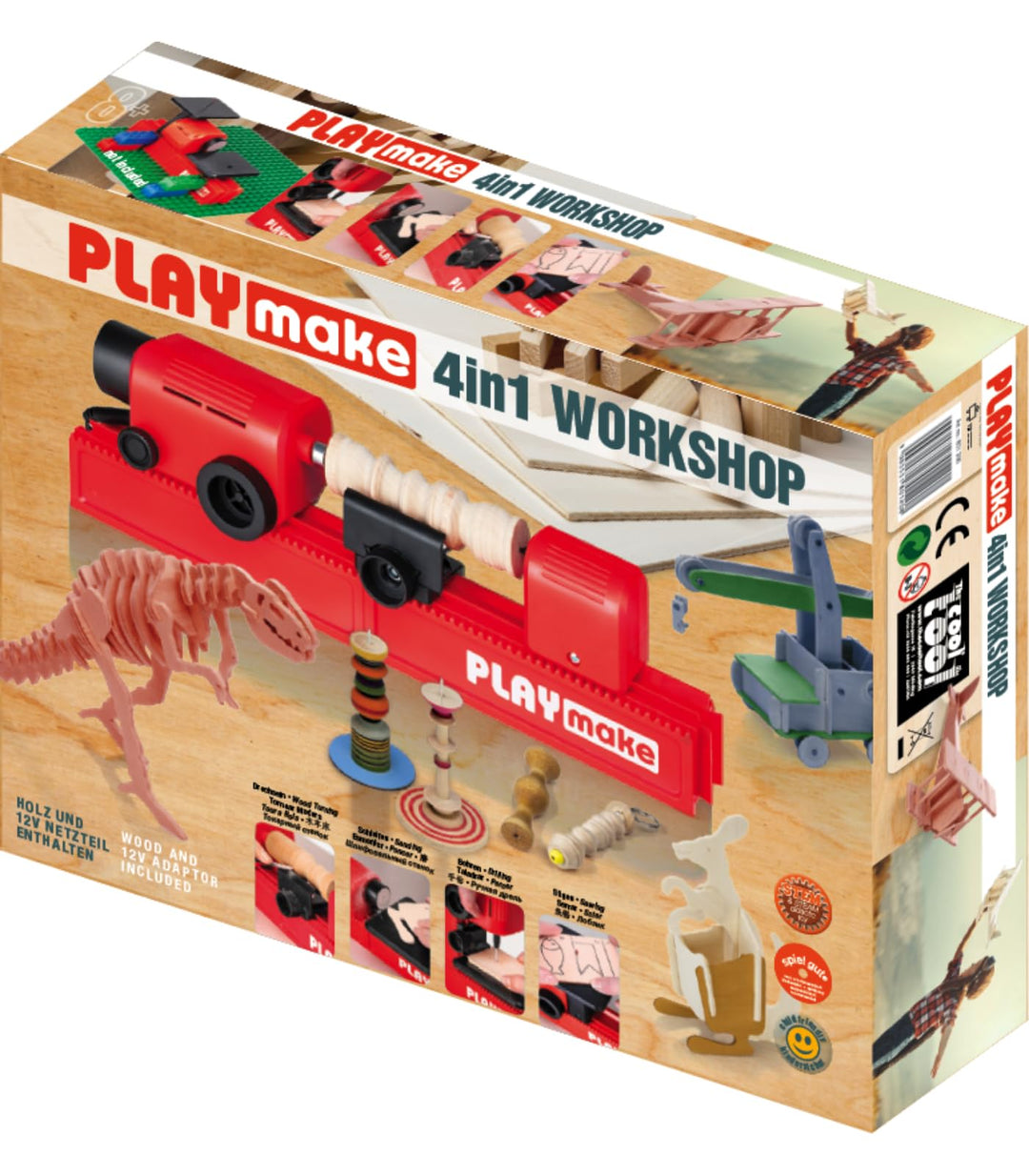 PLAYMAKE 4in1 Workshop - Kreativwerkstatt für Kinder ab 5 Jahren - Technikspielzeug für Holz und Kar