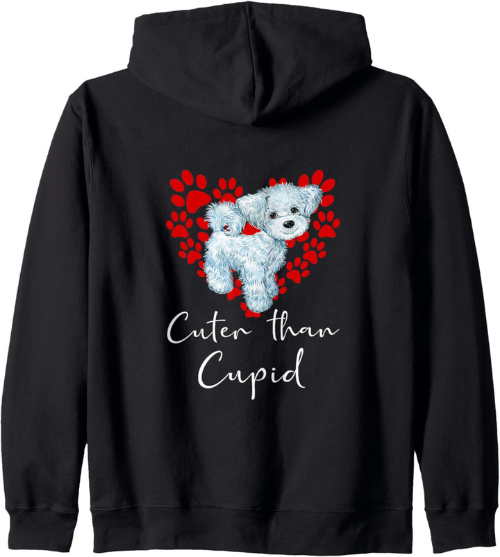 MALTESER Cuter Than Cupid Hunde Valentinstag YORKI Kapuzenjacke