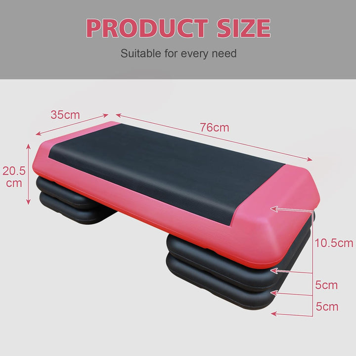 Aerobic Stepper für Fitness und Training, 76x35cm Steppbrett Höhenverstellbar, Step-Plattform-Traine