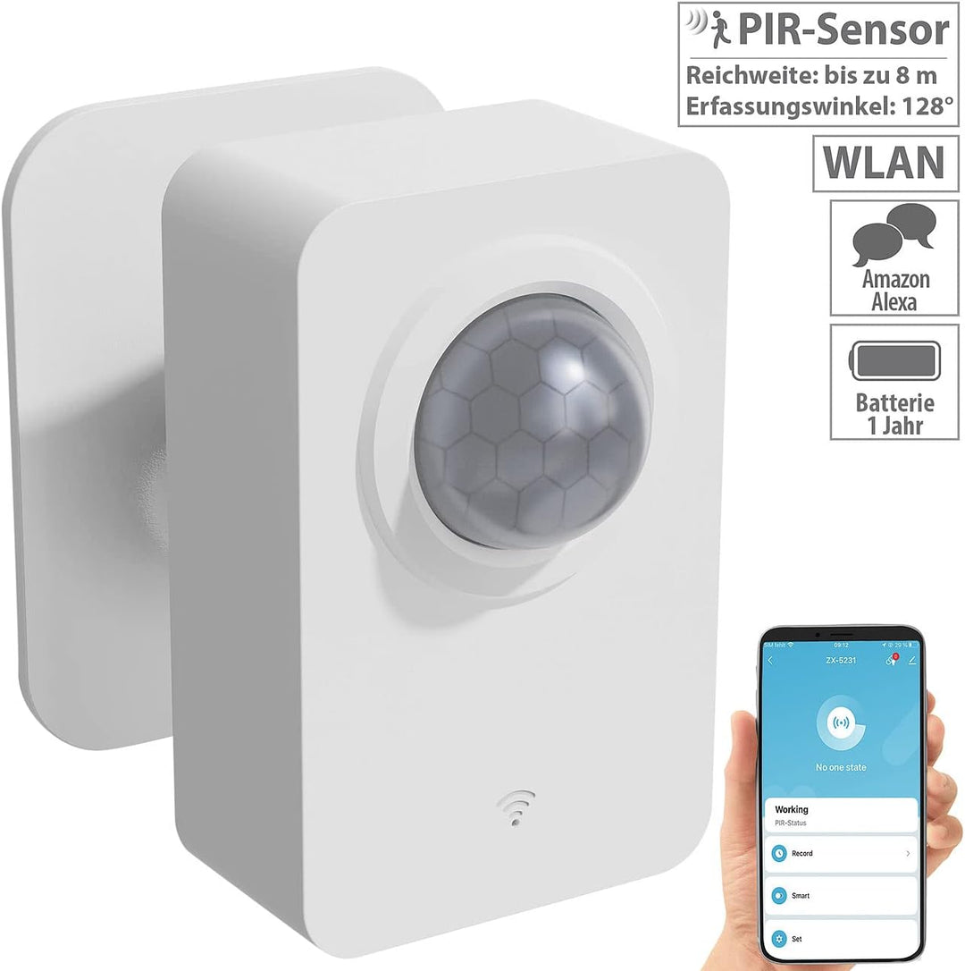 Luminea Home Control Bewegungsmelder Smart: ZigBee-PIR-Bewegungsmelder mit WLAN-Gateway, 8 m Reichwe