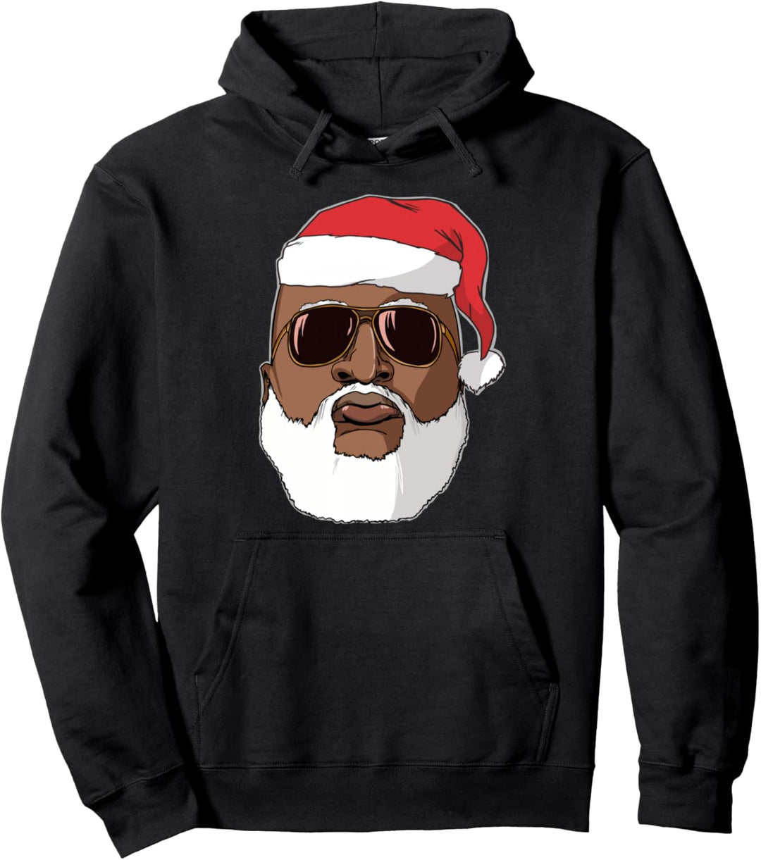Black Santa Claus novelty African American Santa Black Santa Pullover Hoodie