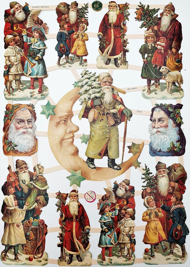 Set mit 9 Bögen Glanzbilder Oblaten Scrapbook Poesie Motiv Weihnachten zum Basteln, Dekorieren, Verz