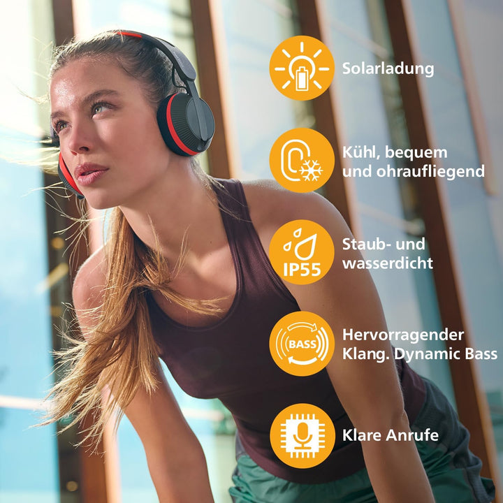 Philips TAA6219BK Solar Powered Self Charging On Ear Bluetooth Headphones - 80 Hour Battery Reserve