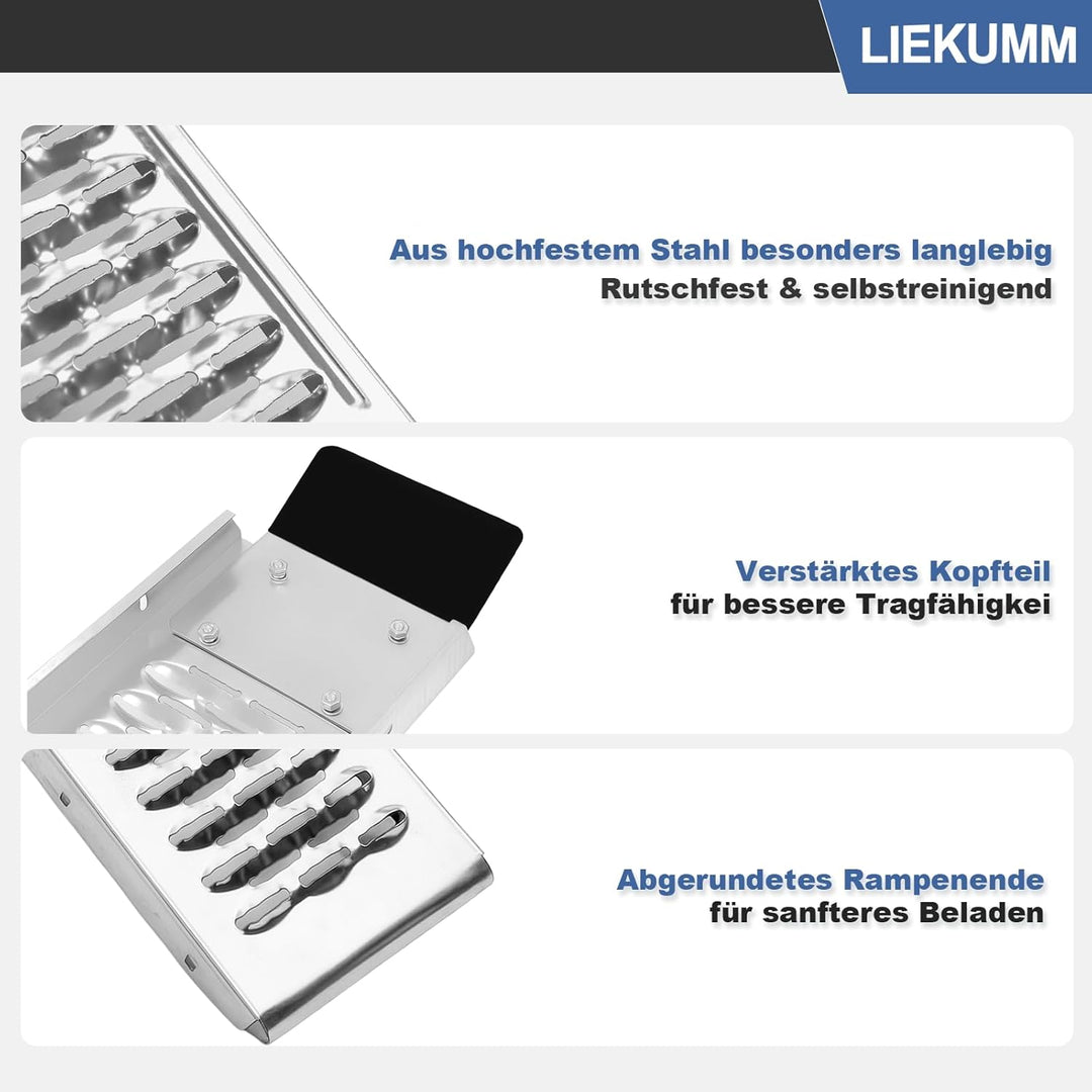 LIEKUMM 2X Auffahrrampe, 440kg Tragkraft Stahl Motorrad Rampe, 151 cm Auffahrrampe für Anhänger, Aut