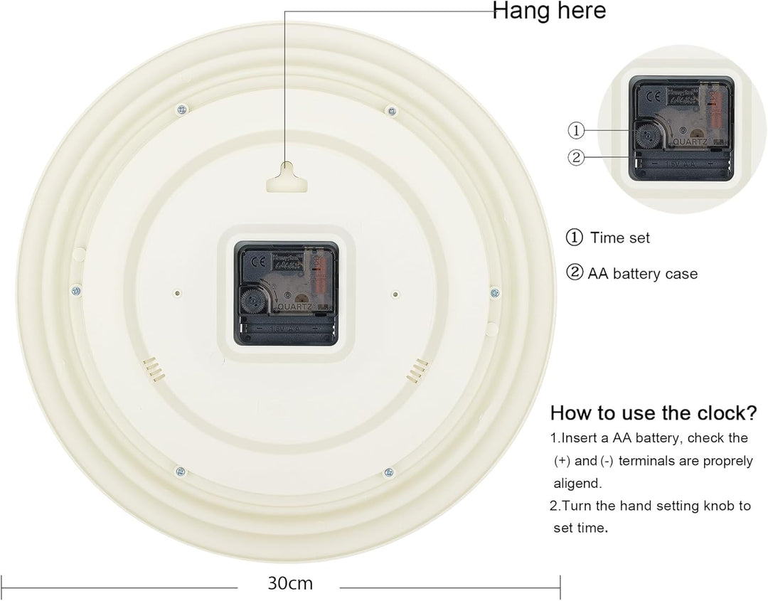 Lafocuse 30 cm Lautlos Wanduhr Römische Ziffern, Klassische Wanduhr Beige, Retro Wanduhr Ohne Tickge