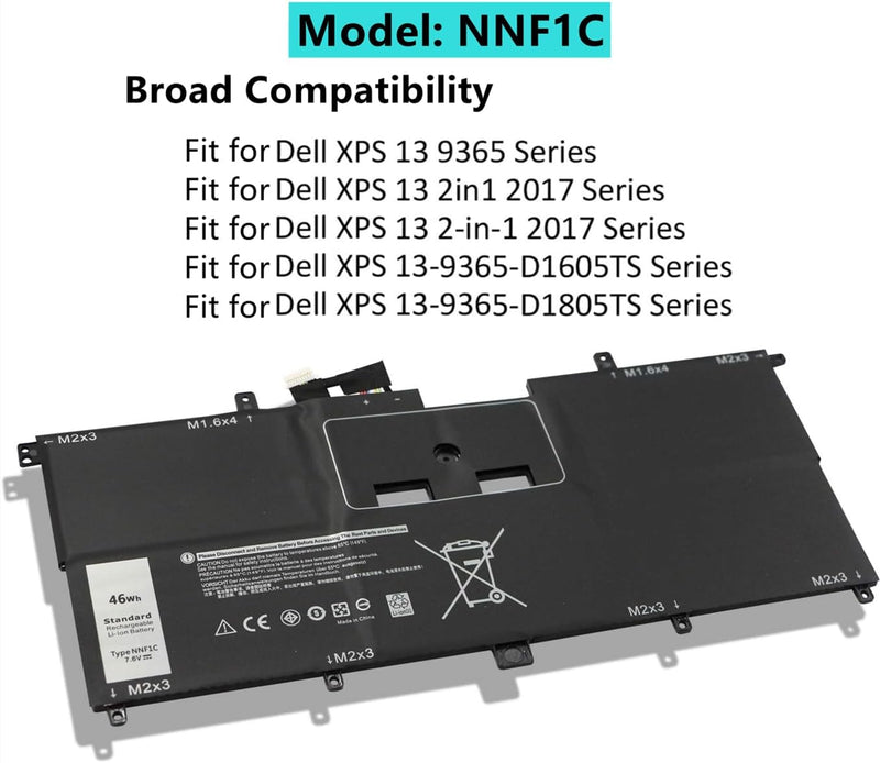 AKKEE NNF1C Laptop Akku für Dell XPS 13 9365 2-IN-1 2017 P71G P71G001 XPS 13-9365-D1605TS XPS 13-936