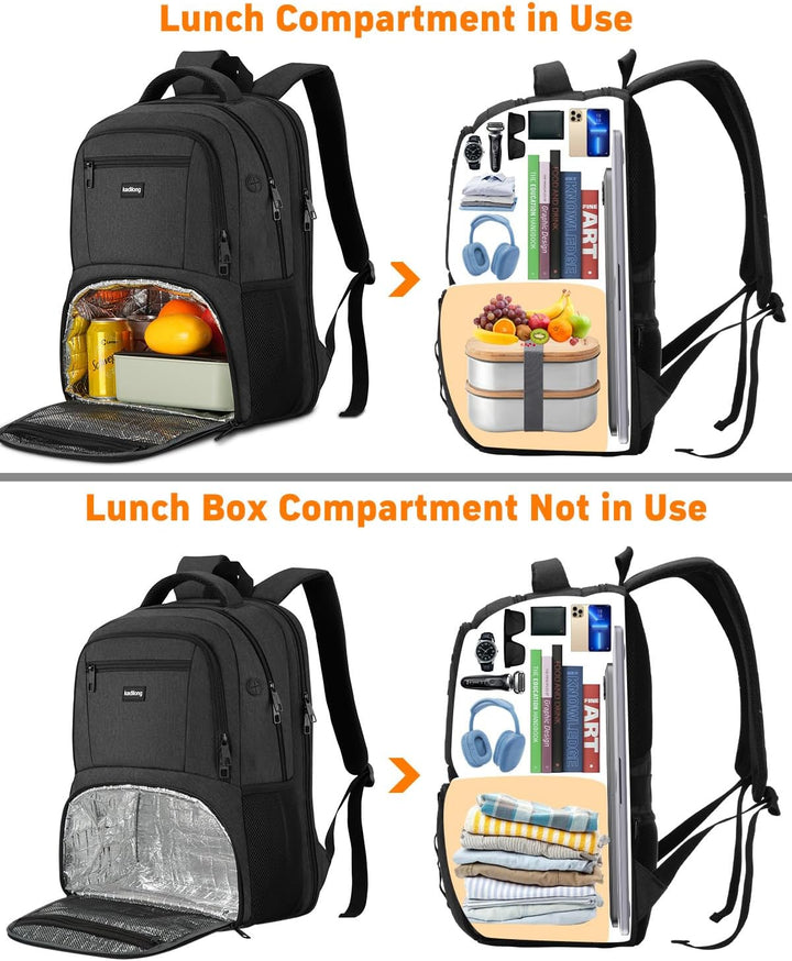 kadilong Lunch Rucksack Herren,Gross Lunch Rucksack 17,3 Zoll für Arbeit Reisen Schule Picknick Uni