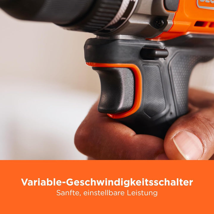 BLACK+DECKER Akku-Bohrschrauber, 18 V, max. Drehmoment 45 Nm, 2 Getriebeeinstellungen, schlüssellose