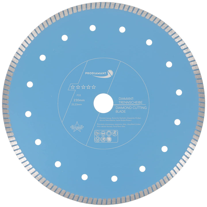 PRODIAMANT F33 Profi Diamant Trennscheibe ø 230mm für Natursteine Granit und Fliesen Bohrung 22,2mm