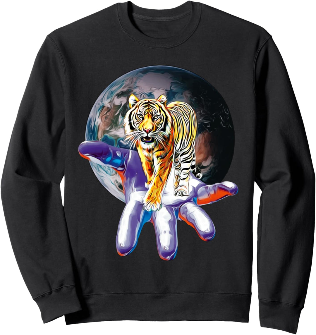 Tiger Motiv Raubkatzen Dschungel Katzen Krallen Zähne Tiger Sweatshirt
