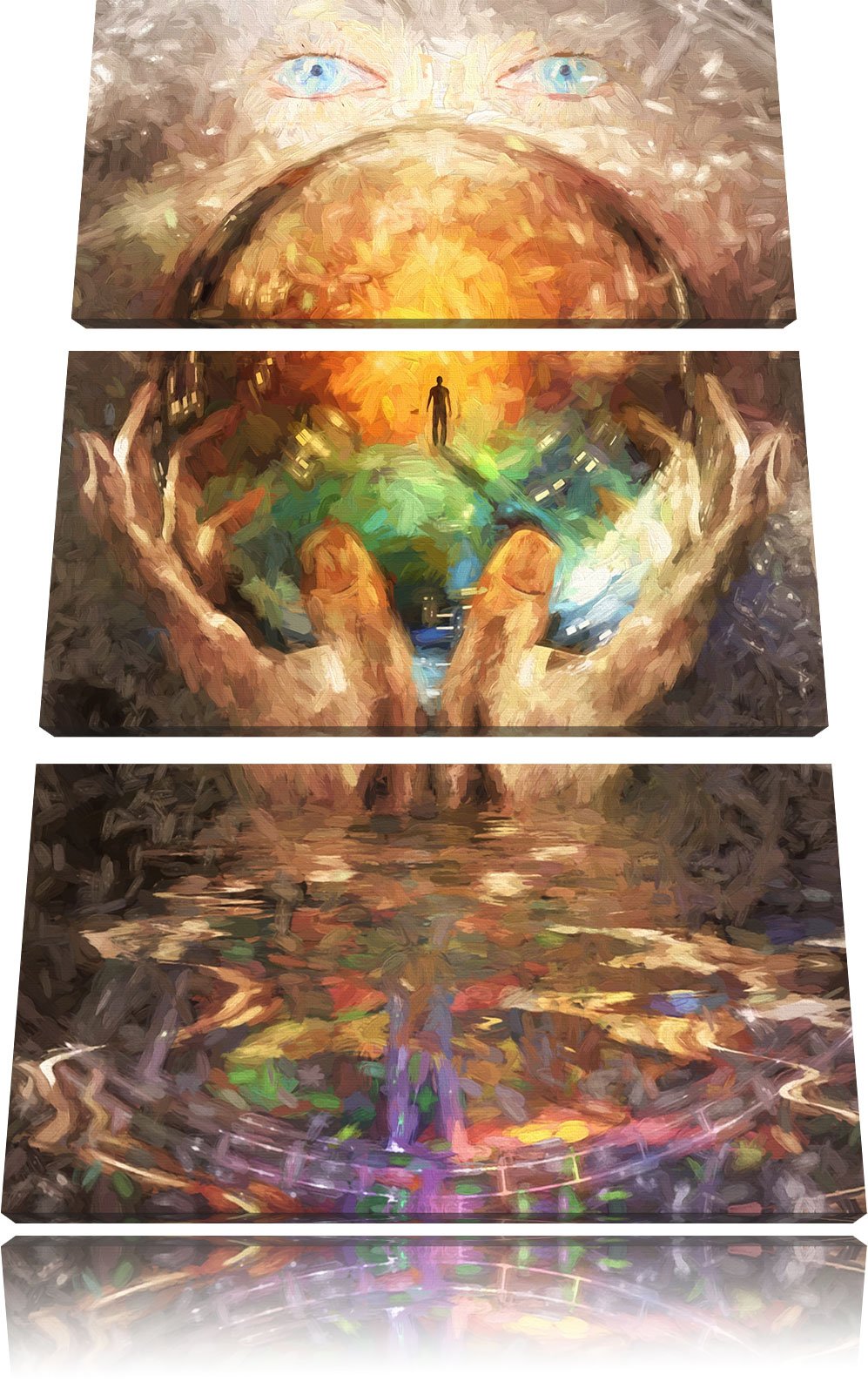 Pixxprint Glaskugel mit Hintergrund als Leinwandbild/Grösse: 3 Teilig (120x80 cm) cm/Wandbild/Kunstd