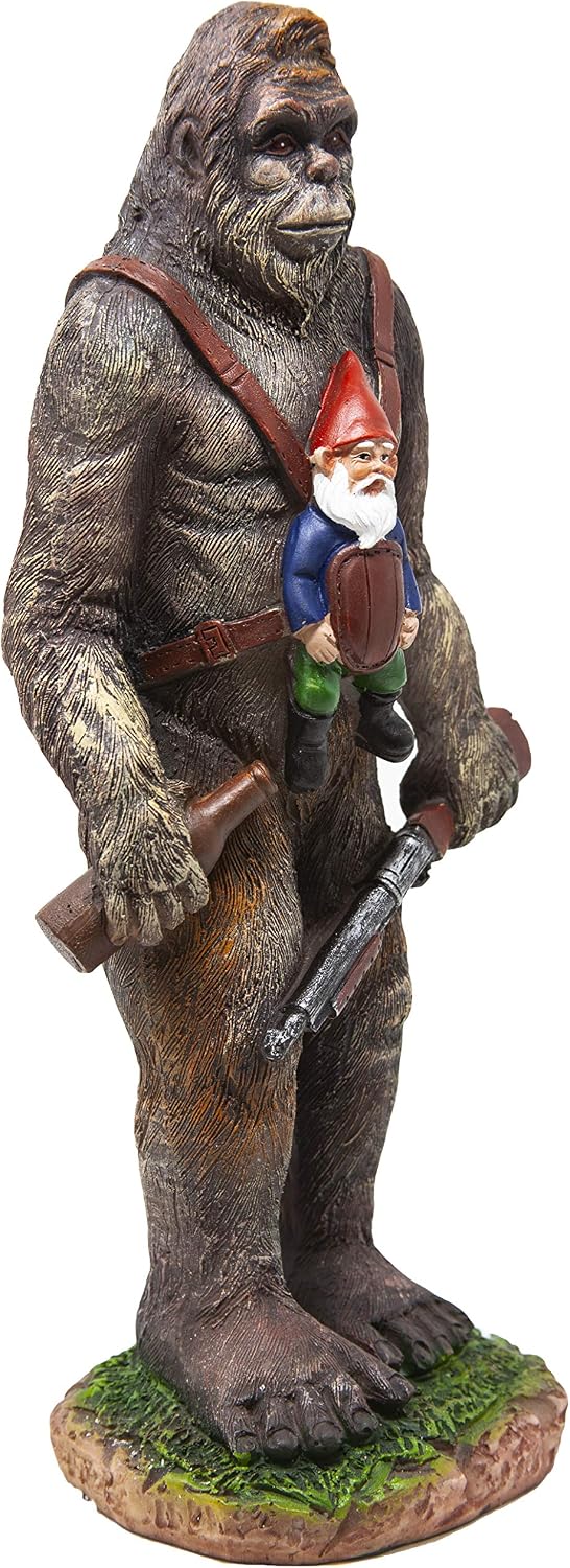 Funny Guy Mugs Gartenzwerg Statue – Bigfoot und ein Zwerg – Indoor/Outdoor Gartenzwerg Skulptur für