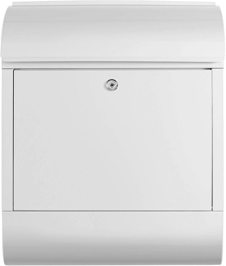 banjado Design Briefkasten Stahl weiss mit Zeitungsfach - Briefkasten 39x47x13cm gross mit 2 Schlüss