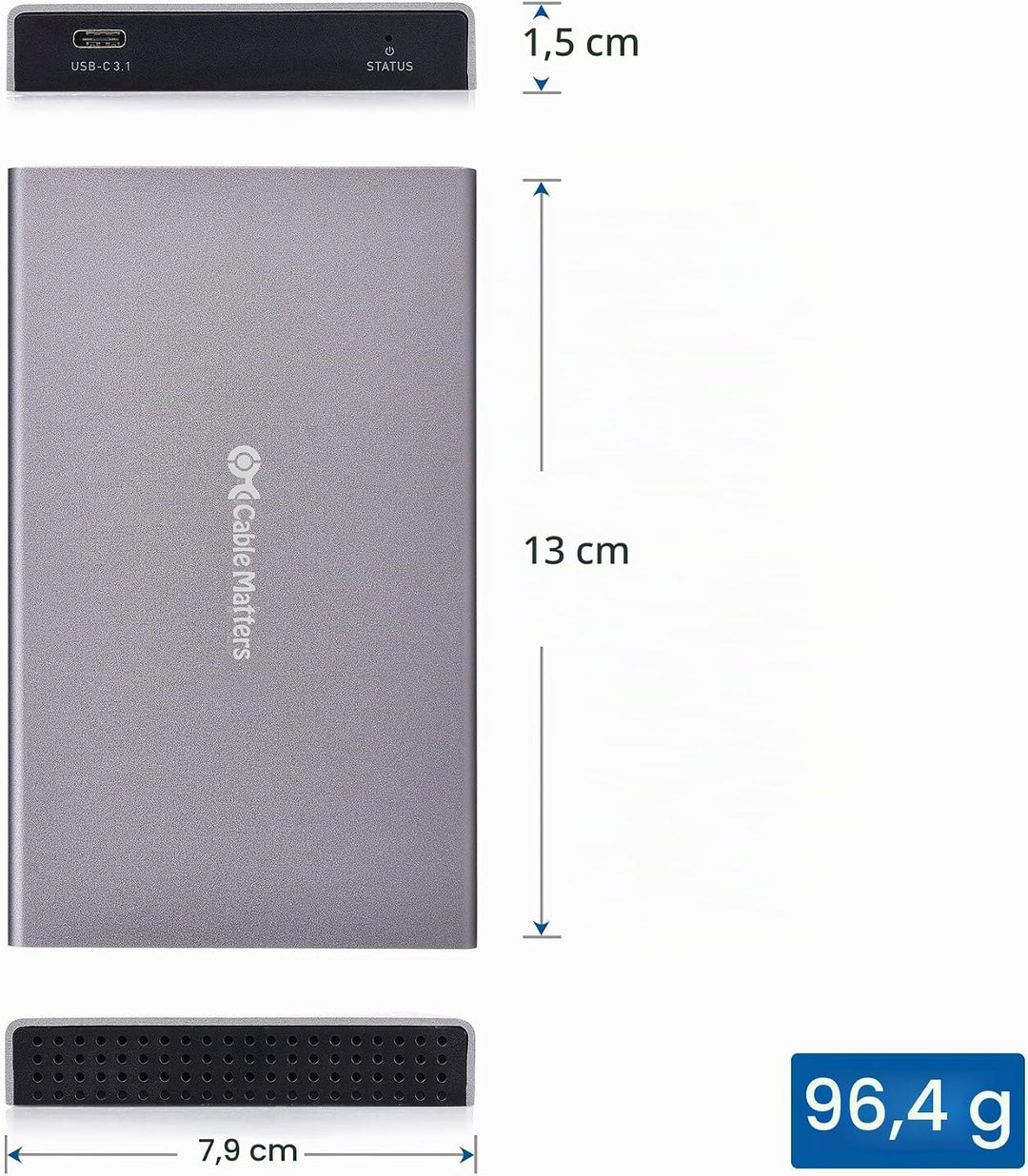 Cable Matters Aluminum 10Gbps USB 3.1 Gen 2 Externes SSD-Festplattengehäuse (USB C-Gehäuse, SSD Gehä