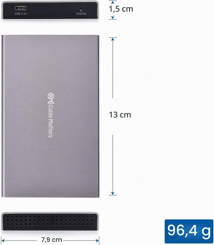 Cable Matters Aluminum 10Gbps USB 3.1 Gen 2 Externes SSD-Festplattengehäuse (USB C-Gehäuse, SSD Gehä