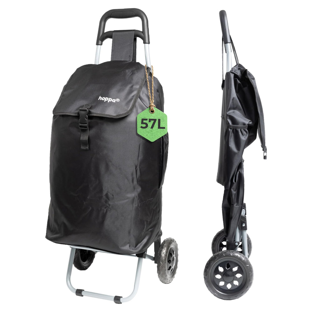 Hoppa Large 27", Schwarz, Leichtes und strapazierfähiges Microfaser Material, Einkaufs Trolley auf R