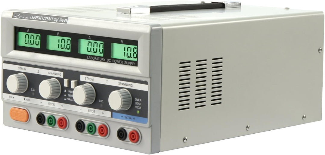 McPower - Labornetzgerät | Digi 302-05 | 2x 0-30V, 0-5A, 1x 5V/3A 0-10 A, 0-10 A
