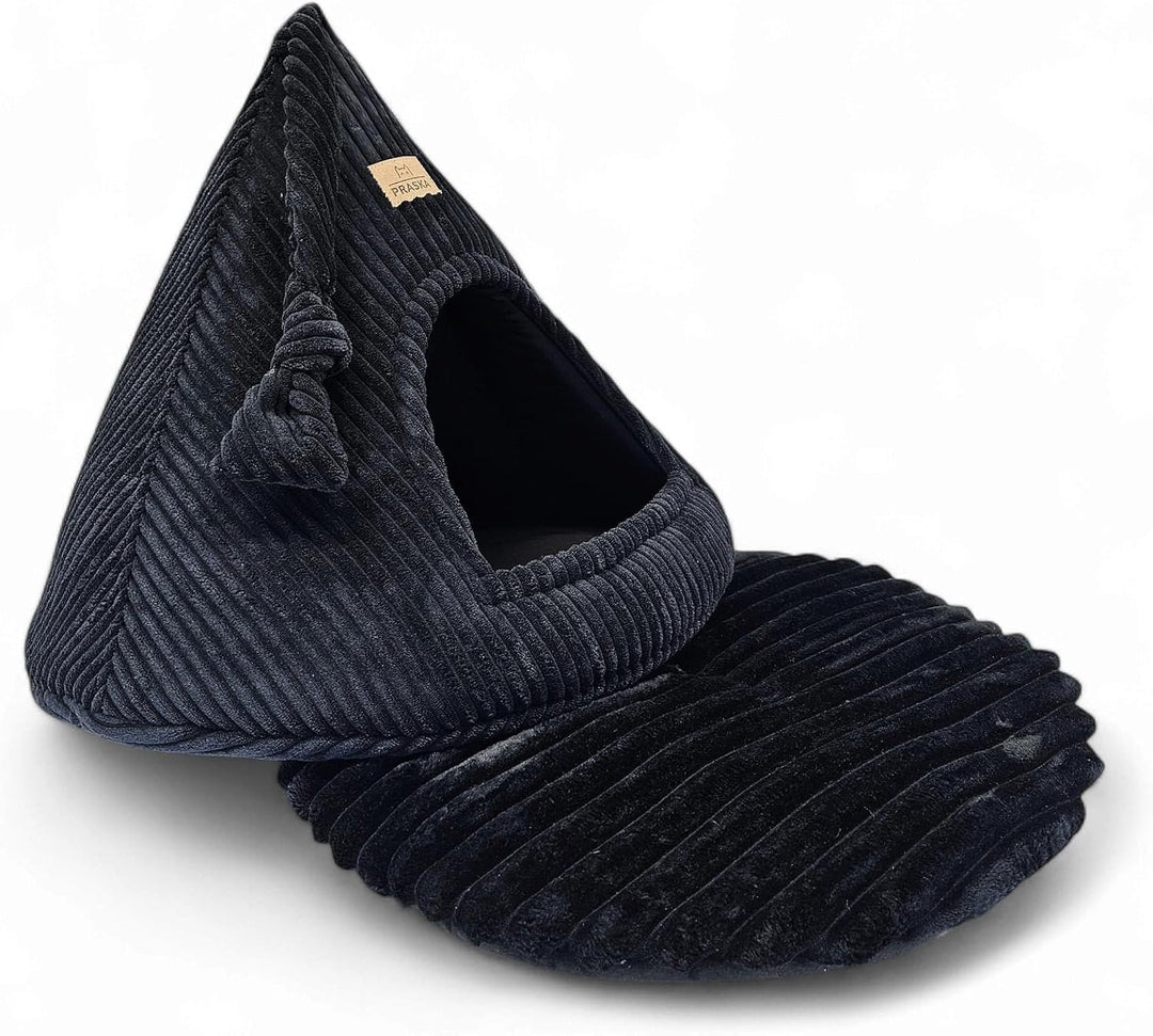 PRASKA Katzenhöhle mit verstecktem Spielzeug Handcraft - Katzenbett für Grosse Katzen - Rattle Cap H