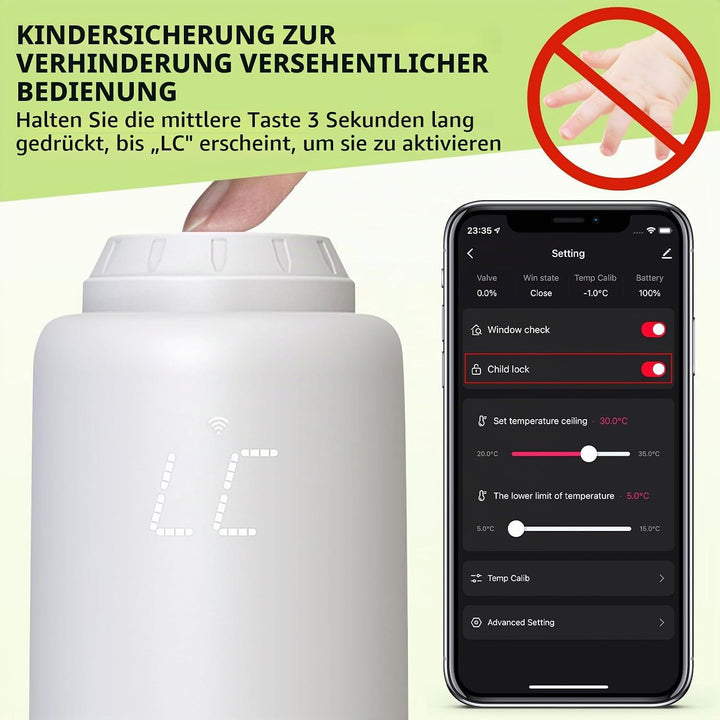 Smart Heizkörperthermostat, 3 Stück Smart Heizungsthermostat mit App-Funktion, Programmierbar Heizun