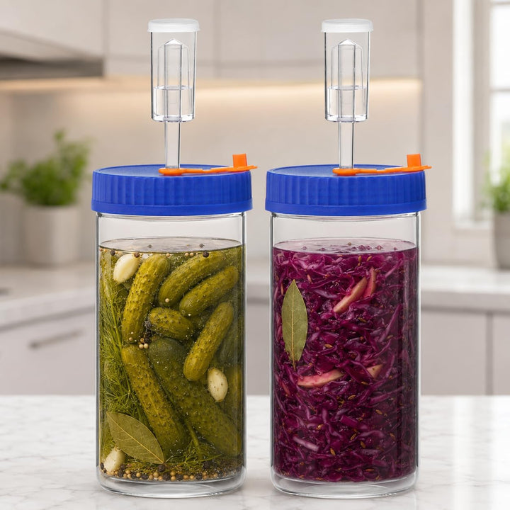 Fermentierglas 1,5L Fermentierset aus Borosilikatglas mit Gewicht für Sauerkraut, Hot Sauce, Met, Ci
