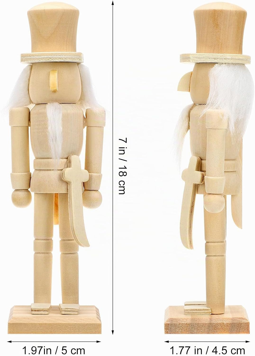 VICASKY 18cm Nussknacker Zum Bemalen Holz Figur Anmalen Rohling Selbst Holzfigur Natur Unlackierter