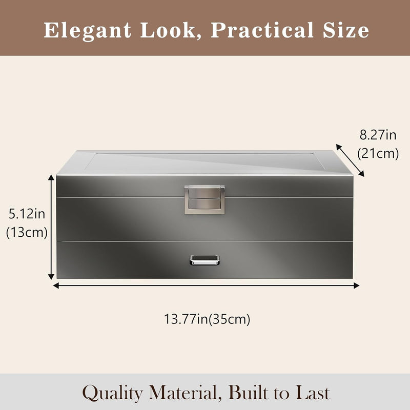 ProCase Uhrenbox Brillenbox aus Holz Uhr Brillen Aufbewahrungsbox Uhrenkasten Sonnenbrillenbox mit G
