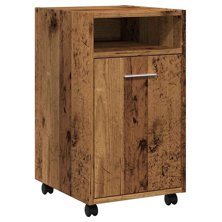 vidaXL Schrank mit Rollen Altholz-Optik 33x38x60 cm Holzwerkstoff, Sideboard, Wohnzimmerschrank, Sch