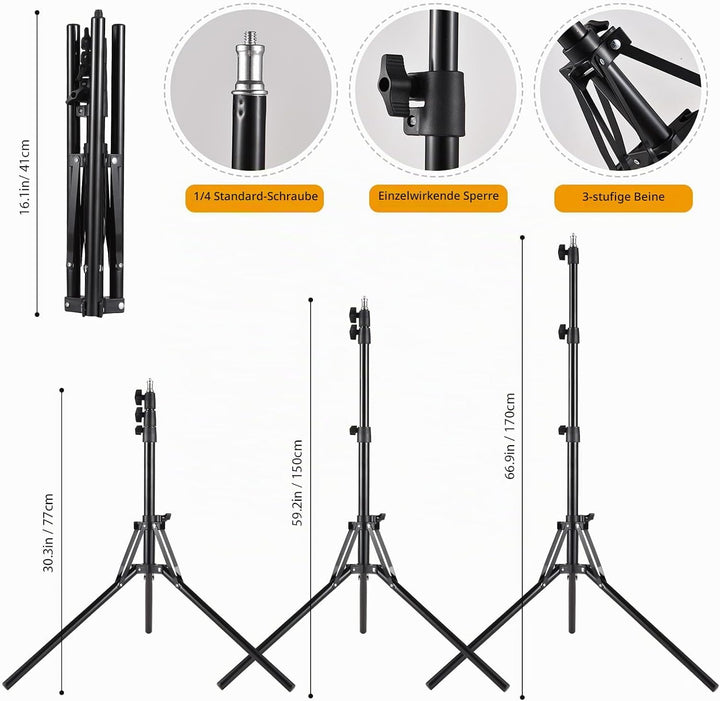 Andoer Fotografie Studio Licht Kit: 40x40 cm Softbox Beleuchtungsset mit 85W, 2800K-5700K Zweifarbig