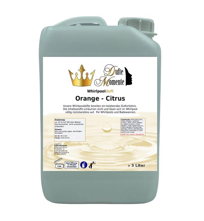 Dufte Momente | Whirlpool Duft Orange-Citrus 3.000ml | mit naturreinen und natürlichen ätherischen Ö