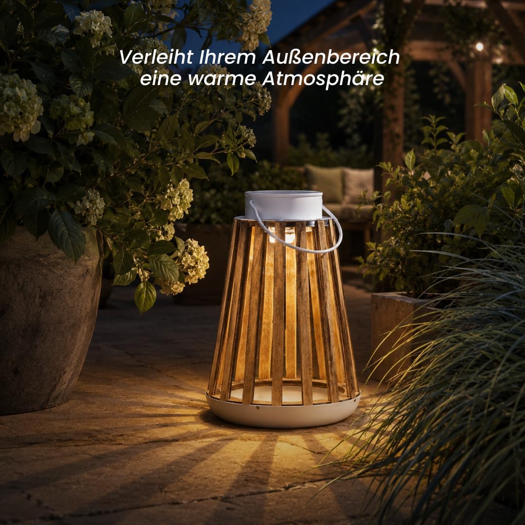 Star LED-Solar-Laterne 'Catania', Holz/Metall, 19x28cm,