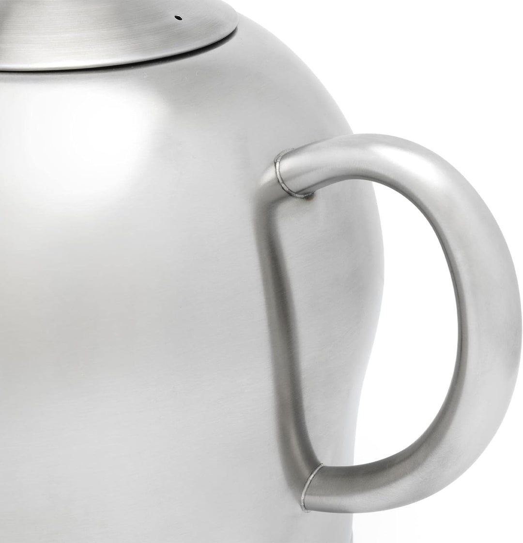 Teekanne Set 1.4 Liter - Edelstahl matt doppelwandig - Grosser Teebereiter mit Tee-Filter-Sieb-Aufsa