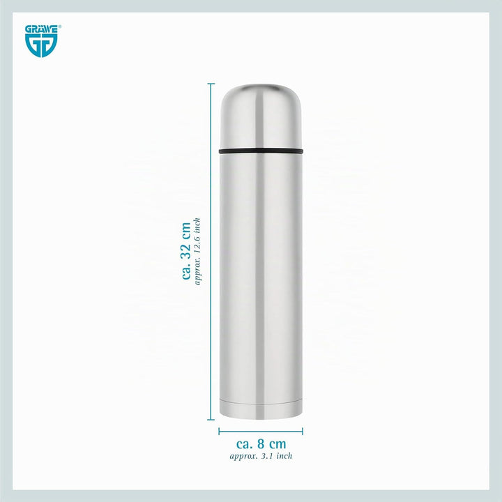 GRÄWE Thermosflasche, Edelstahl Trinkflasche, Thermoskanne, Isolierflasche für unterwegs mit Becher,