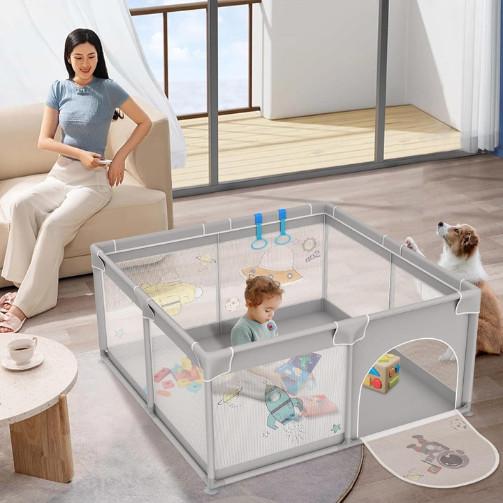Froadp Laufgitter Baby Laufstall Playpen, Kinderlaufstall mit Tür,Oxford Sicherheitsspielplatz Schut